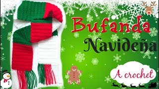 🎄Bufanda navideña Fácil y Rápido tejida a Crochet GanchilloChristmas scarf to Crochet [upl. by Hailey397]