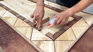 Recycle Pallet Wood Effectively  Make A Super Beautiful Table From Pallet Wood And Epoxy Glue [upl. by Arolf]