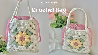 🌼How To Crochet Small Bag  Flower Granny Square Bag🌼 [upl. by Rocky909]