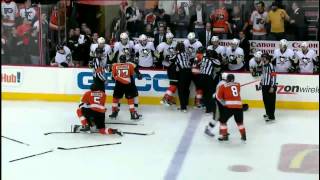 Chris Kunitz turns quotHoney Badgerquot on Scott Hartnell  March 18 2012 [upl. by Adnocahs]