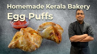 Homemade Kerala Bakery Egg Puffs മുട്ട പഫ്സ് with Chef Binoj  English subtitles [upl. by Mehelhteb]