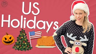 US National Holidays  Learn American Holidays  English with Jackie [upl. by Annavoj]