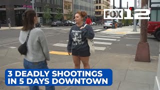 People on edge downtown after 3 deadly Portland shootings in 5 days [upl. by Merow]