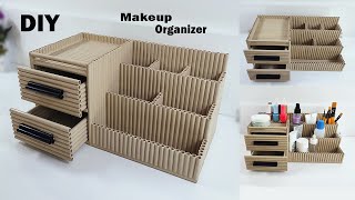 DIY  Makeup Organizer  How to make a Desktop Cosmetic Storage from Waste Paper [upl. by Anairb197]