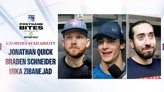 NYR at BOS Quick Schneider amp Zibanejad Postgame Availability  March 21 2024 [upl. by Aesoh]