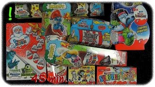 30x Kinder Surprise Mega Unboxing Asterix  Disney Monsters University  Tom amp Jerry  The Smurfs [upl. by Niknar7]