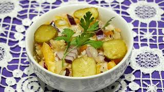 Sauerkraut salad with rice turn on subtitles  Delicious food  Polish recipe  Polish food [upl. by Assir]