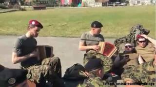 Swiss Soldiers play some Music on their last day of Service  Swiss Army [upl. by Brnaba]