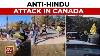 Canada Temple News Hindu Devotees Attacked Cops Spectators  India Today news [upl. by Dominic]