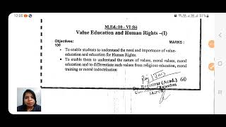 Value Education and Human Rights Med 3rd semester syllabus Master of Education  Med 3rd Semester [upl. by Sol132]