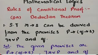 btechmathshub7050 Rules of Conditional Proof Mathematical Logics MFCS  Imp problems Solutions [upl. by Mariejeanne]