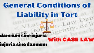 General Conditions of Liability in Tort  Tortious Liability Damnum sine injuria injuria sine damnum [upl. by Akino]