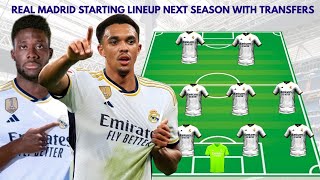 REAL MADRID POTENTIAL STARTING LINEUP WITH TRANSFERS  CONFIRMED TRANSFERS SUMMER 2024 FT MBAPPÈ [upl. by Nnairac]