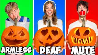 Armless Deaf Mute Pumpkin Carving Challenge [upl. by Yelram]