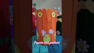 Popsicle stick penstand popstickcraft popsiclesticks papercraft craft handmade craftideas [upl. by Aennaej]