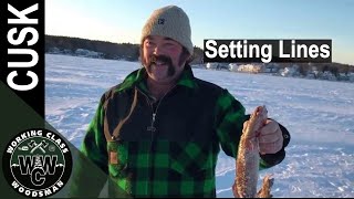 Setting Cusk Lines Ice Fishing on Lake Winnipesaukee [upl. by Elletsirk]