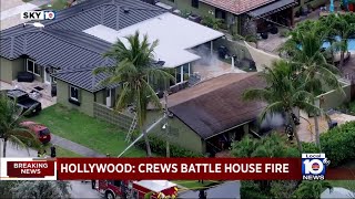 Crews battle house fire in Hollywood [upl. by Dub]