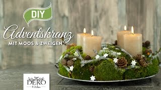 DIY Adventskranz aus Naturmaterial mit Moos amp Zweigen How to Deko Kitchen [upl. by Darline]