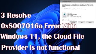 3 Resolve 0x8007016a Error With Windows 11 the Cloud File Provider is not functional [upl. by Drislane]