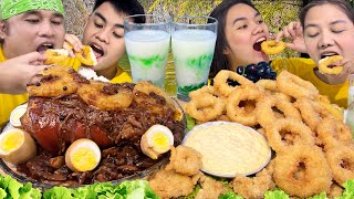 PININYAHANG PAKSIW PORK PATA W SHIITAKE MUSHROOMS EGG amp CRISPY CALAMARES PINOY MUKBANG EATING SHOW [upl. by Toor]