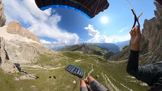 Sass Pordoi static line BASE jump full flight [upl. by Nally]