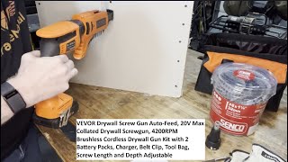 VEVOR Drywall Screw Gun AutoFeed 20V Max Collated Drywall Screwgun 4200RPM Brushless Cordless [upl. by Catlaina]