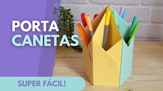 COMO FAZER UM PORTA CANETAS DE PAPEL MARAVILHOSO  ORIGAMI [upl. by Thorner]