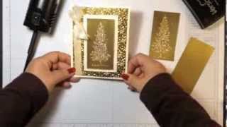 Stampin Up Video Tutorial Christmas Card Idea Lovely As A Tree in Gold [upl. by Olympie451]