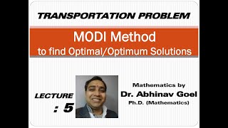 MODI Method in Transportation Problem to find Optimal solution [upl. by Nosahc160]