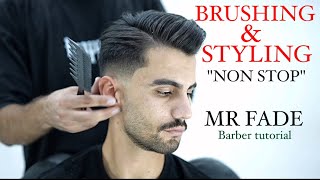 How to do brushing styling side part  barber tutorial [upl. by Kacy]