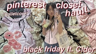 🩰📦 HUGE BLACK FRIDAY HAUL ftcider  coquette balletcore y2k inspired trendy clothes fallwinter [upl. by Anielram490]