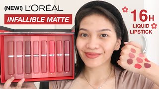 LOREAL INFALLIBLE PRO PLUMP GLOSS HYALURONIC ACID  NATURAL LIGHTING LIP SWATCHES  MagdalineJanet [upl. by Sacks]