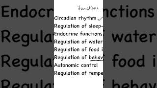 Functions of hypothalamus physiology mbbs 1st year [upl. by Akehs868]