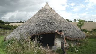 Amazing Thatch Roof House built by hand Bronze Age 1200BC Inspired Roundhouse [upl. by Tyrus320]