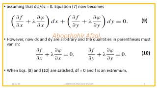 Variational calculus with several independent and dependant variables [upl. by Alburga]