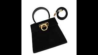 Salvatore Ferragamo Gancini Suede Black 2 Way Bag 01303 [upl. by Leba]