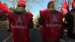 German metalworkers start strikes for 28hour week [upl. by Misa70]