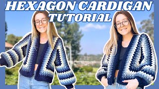 Crochet Hexagon Cardigan TUTORIAL How To Crochet A Granny Hexagon Cardigan 💙  Hooks and Heelers [upl. by Malvino]