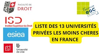 Liste des 13 universités privées les moins chères en France en 2023 [upl. by Willie]