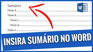 COMO INSERIR SUMÁRIO NO WORD Explicação super rápida [upl. by Atnas]