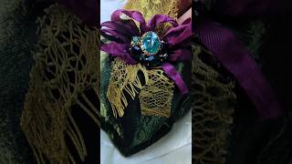 shabbychic diy jeweled tones no sew heart sachet Silk velvet and lace from bohodaydreams💜💚 [upl. by Colbye]