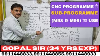 CNC TRAINING CNC PROGRAMME में SUBPROGRAMME का USE HOW TO USE M98 amp M99 IN CNC PROGRAMME cnc [upl. by Johnson730]