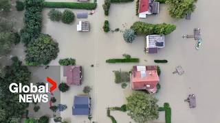 Central Europe floods Towns under water as residents fortify riverbanks to save whats left [upl. by Warton989]