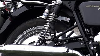 Custom Triumph Bonneville T100 PDP Pt5 Fitting HAGON Nitro Piggyback shockssuspension upgrade [upl. by Nosremaj]