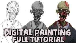 Digital Painting Tutorial  Sketch to Greyscale Values to Colour [upl. by Cadmann912]