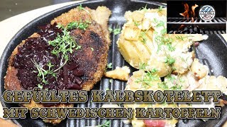 Mit Zwiebelmus gefülltes Kalbskotelett und schwedische Kartoffeln vom Grill 88 [upl. by Shelly]