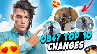 Top 10 changes in new OB47 Update  FREE FIRE  ADVANCE SERVER [upl. by Neelloj112]