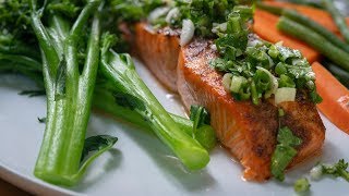 Cumin Salmon with Coriander and Lime Dressing [upl. by Ahsekahs]