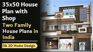 35x50 House Plan with Shop  Two Family House Plans in India  Dk 3d Home Design [upl. by Rudie]