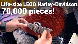 This lifesize LEGO HarleyDavidson Fat Boy is made from 70000 pieces [upl. by Notserp]